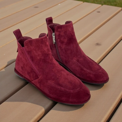 Ботинки женские демисезонные натуральная замша бордовые X1200-19A
