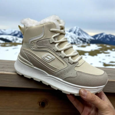 Кроссовки женские зимние PINDIAN искусственная кожа бежевые 10766