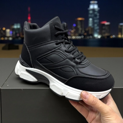 Кроссовки женские зимние PINDIAN искусственная кожа черные 10775