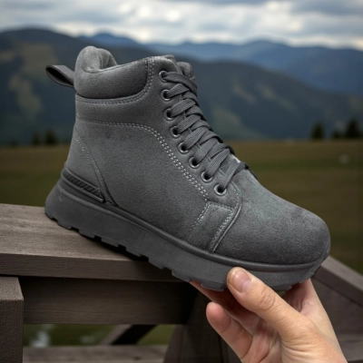 Кроссовки женские зимние PINDIAN искусственная замша серые 10779 Кроссовки женские зимние PINDIAN искусственная замша серые 10779