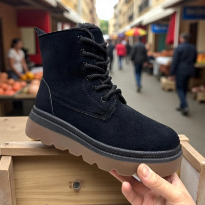 Ботинки женские PINDIAN на зиму искусственная замша черные 10791 Ботинки женские PINDIAN на зиму искусственная замша черные 10791