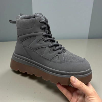 Ботинки женские PINDIAN на зиму искусственная замша серые 10793 Ботинки женские PINDIAN на зиму искусственная замша серые 10793