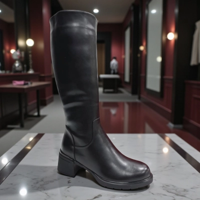 Сапоги женские зимние PINDIAN прессованная кожа черные 10807 Сапоги женские зимние PINDIAN прессованная кожа черные 10807