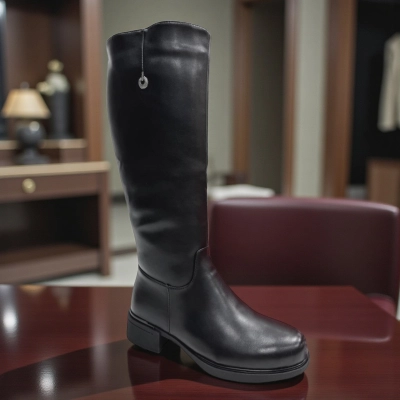 Сапоги женские зимние PINDIAN прессованная кожа черные 10809 Сапоги женские зимние PINDIAN прессованная кожа черные 10809