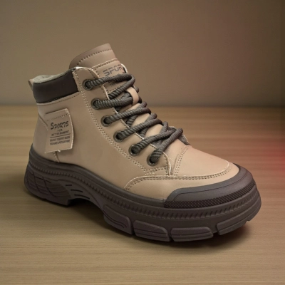 Ботинки женские зимние PINDIAN искусственная кожа бежевые 10825