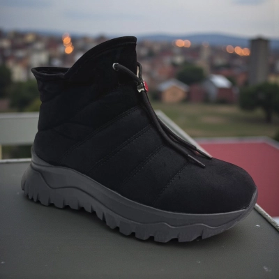 Ботинки женские зимние PINDIAN искусственная замша черные 10828