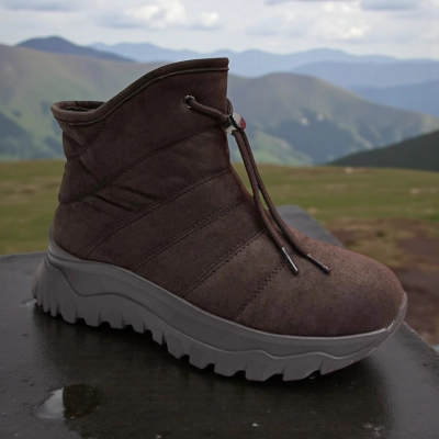 Ботинки женские зимние PINDIAN искусственная замша шоколадные 10829