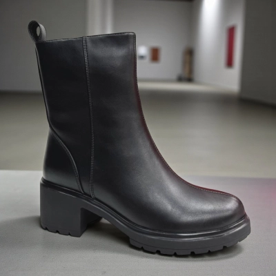 Ботинки женские зимние PINDIAN прессованная кожа черные 10855