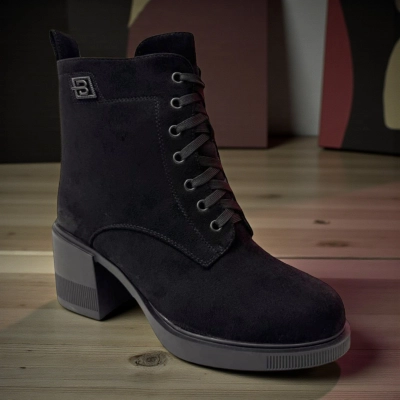 Ботинки женские зимние PINDIAN прессованная замша черные 10856 Ботинки женские зимние PINDIAN прессованная замша черные 10856