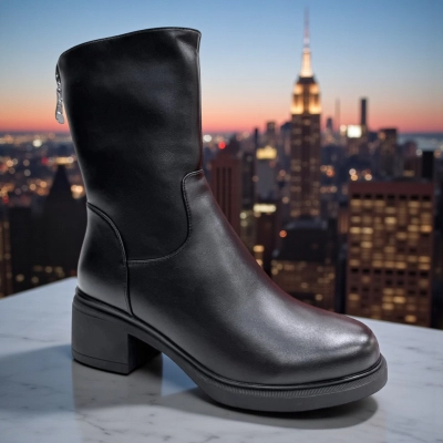 Ботинки женские зимние PINDIAN прессованная кожа черные 10860 Ботинки женские зимние PINDIAN прессованная кожа черные 10860