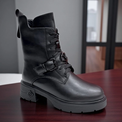 Ботинки женские зимние PINDIAN прессованная кожа черные 10861 Ботинки женские зимние PINDIAN прессованная кожа черные 10861