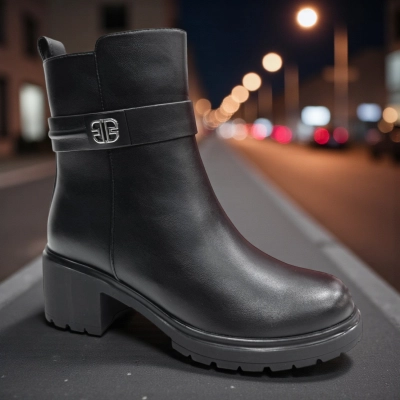 Ботинки женские зимние PINDIAN прессованная кожа черные 10865 Ботинки женские зимние PINDIAN прессованная кожа черные 10865