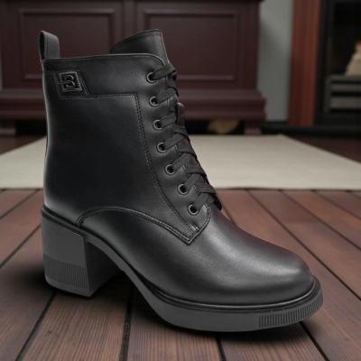 Ботинки женские зимние PINDIAN прессованная кожа черные 10866 Ботинки женские зимние PINDIAN прессованная кожа черные 10866