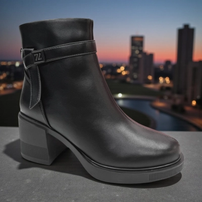 Ботинки женские зимние PINDIAN прессованная кожа черные 10874 Ботинки женские зимние PINDIAN прессованная кожа черные 10874