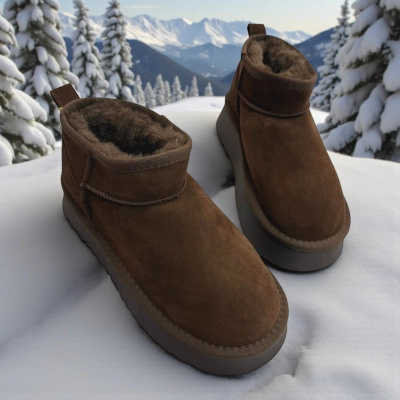 Угги женские зимние натуральная замша шоколадные M6119-17P Угги женские зимние натуральная замша шоколадные M6119-17P