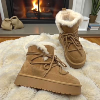 Угги женские зимние натуральная замша песочные M6125-3P Угги женские зимние натуральная замша песочные M6125-3P