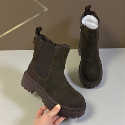 Ботинки женские челси осенние натуральная замша шоколадные E5266-16P Ботинки женские челси осенние натуральная замша шоколадные E5266-16P