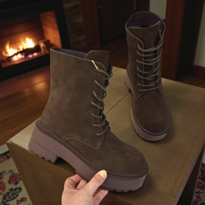 Ботинки женские зимние натуральная замша шоколадные M5393-9P