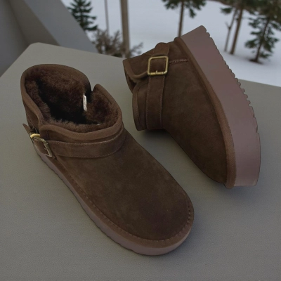 Угги женские зимние натуральная замша шоколадные M6158-15P Угги женские зимние натуральная замша шоколадные M6158-15P
