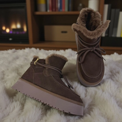 Угги женские зимние натуральная замша шоколадные M6219-8P Угги женские зимние натуральная замша шоколадные M6219-8P