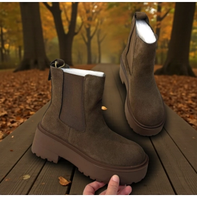 Ботинки женские челси осенние натуральная замша коричневые E5263-22P