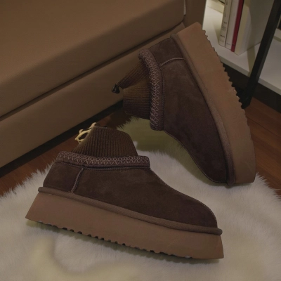 Угги женские зимние натуральная замша шоколадные M6212-8P Угги женские зимние натуральная замша шоколадные M6212-8P