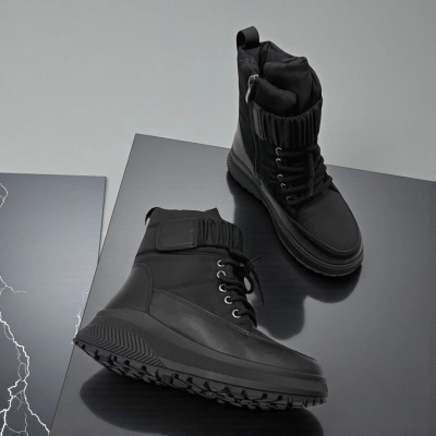 Дутики женские зимние кожа с текстилем черные M5117-1P Дутики женские зимние кожа с текстилем черные M5117-1P