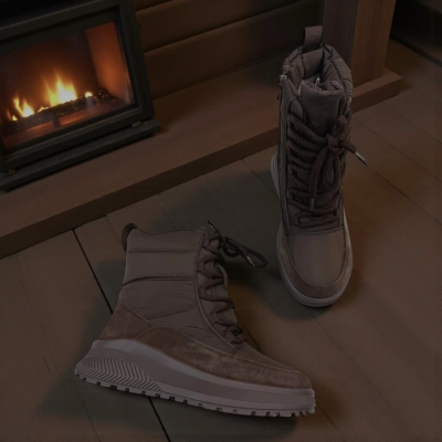 Дутики женские зимние кожа с текстилем шоколадные M5120-7P Дутики женские зимние кожа с текстилем шоколадные M5120-7P