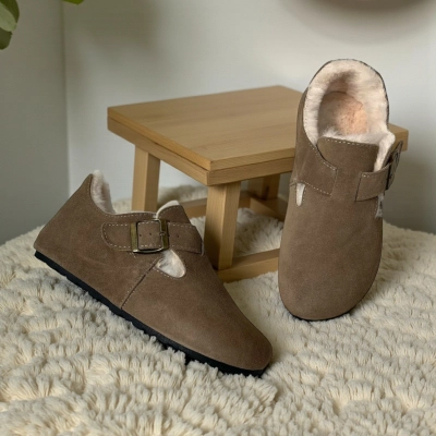 Полуботинки женские зимние натуральная замша коричневые M6163-18P