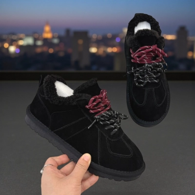 Кроссовки женские зимние натуральная замша черные M2301-1P