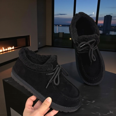 Полуботинки женские зимние натуральная замша черные M2305-1P