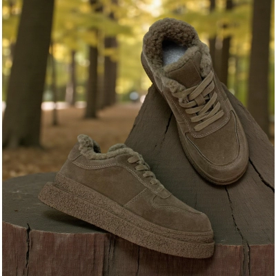 Кроссовки женские зимние натуральная замша коричневые M2205-3P