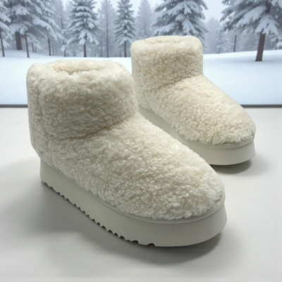 Угги женские зимние текстильные белые M6122-2