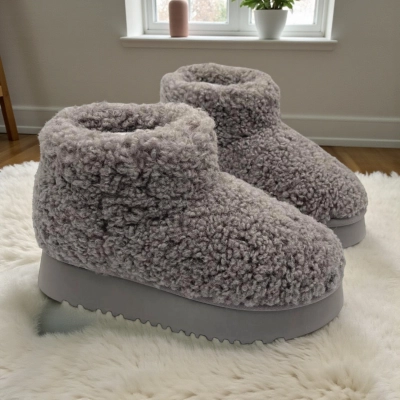 Угги женские зимние текстильные серые M6122-6