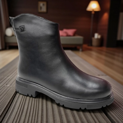 Ботинки женские зимние PINDIAN прессованная кожа черные 11058