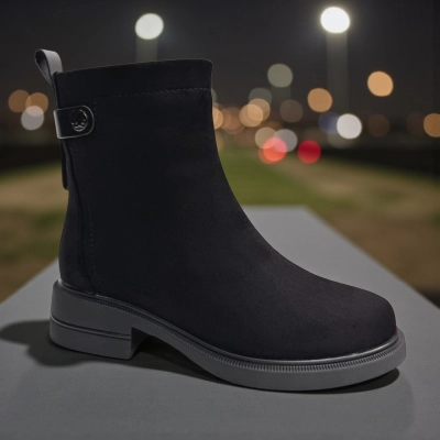 Ботинки женские зимние PINDIAN прессованная замша черные 11062