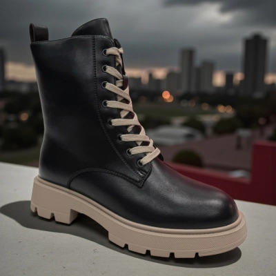 Ботинки женские зимние PINDIAN прессованная кожа черные 11070