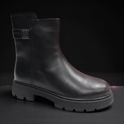 Ботинки женские зимние PINDIAN прессованная кожа черные 11086