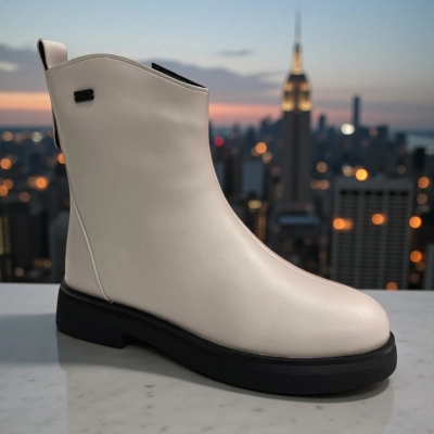 Ботинки женские зимние PINDIAN прессованная кожа бежевые 11087