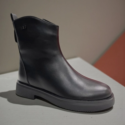 Ботинки женские зимние PINDIAN прессованная кожа черные 11092