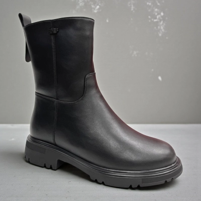 Ботинки женские зимние PINDIAN прессованная кожа черные 11093