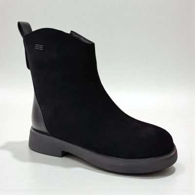 Ботинки женские зимние PINDIAN прессованная замша черные 11095