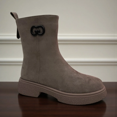 Ботинки женские зимние PINDIAN прессованная замша капучино 11099