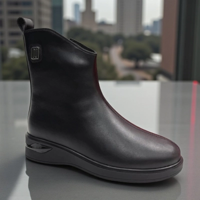 Ботинки женские зимние PINDIAN прессованная кожа черные 11104