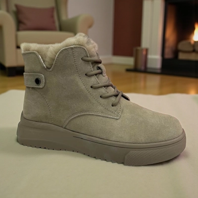 Ботинки женские зимние PINDIAN натуральная замша хаки 11129