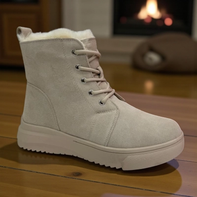 Ботинки женские зимние PINDIAN натуральная замша бежевые 11130