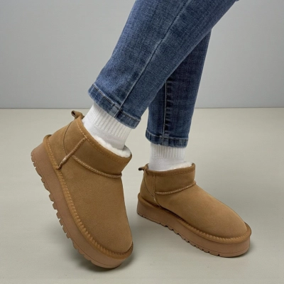 Угги женские на зиму натуральная замша коричневые 11141