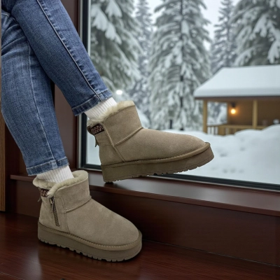 Угги женские на зиму натуральная замша капучино 11143 Угги женские на зиму натуральная замша капучино 11143