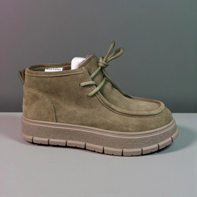 Ботинки женские зимние натуральная замша хаки 11153