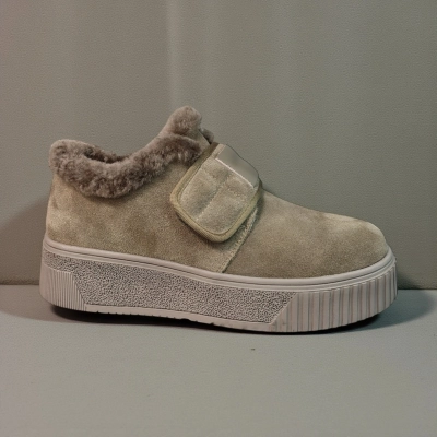 Ботинки женские зимние натуральная замша хаки 11156